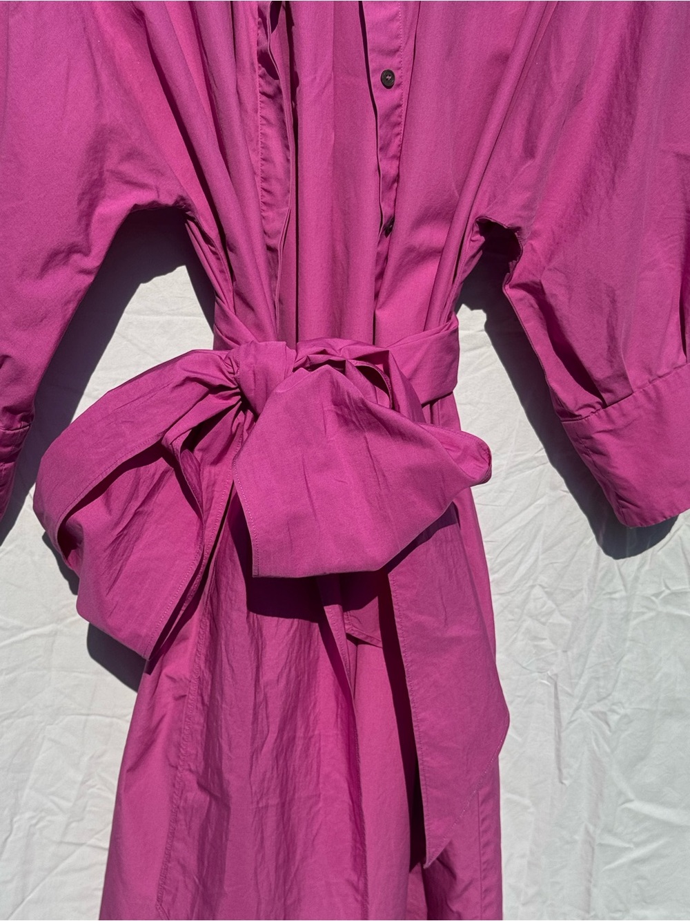 Max Mara Pink 100% Cotton Belted Shirt Dress, EU 46 / US 16 - Picture 4 of 9